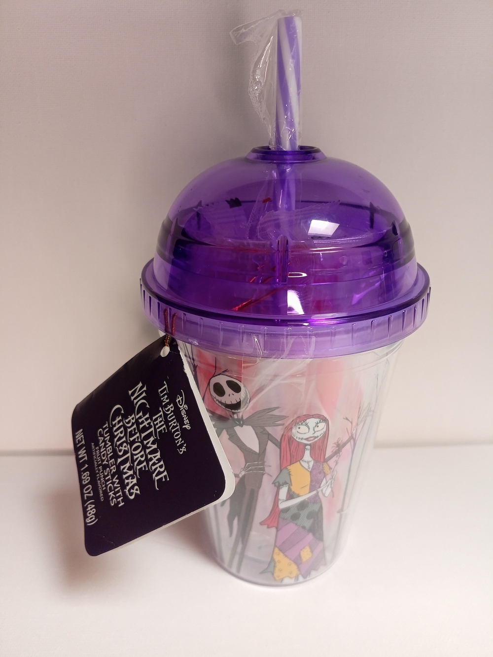 Disney The Nightmare Before Christmas Purple Tumbler Cup with Straw